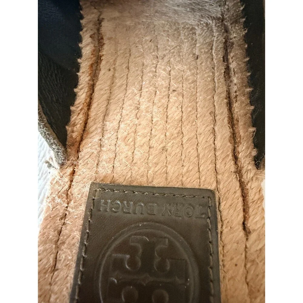 Tory Burch Olive Green Suede Espadrille Mules Slide Sandals Flat Shoes Size 8